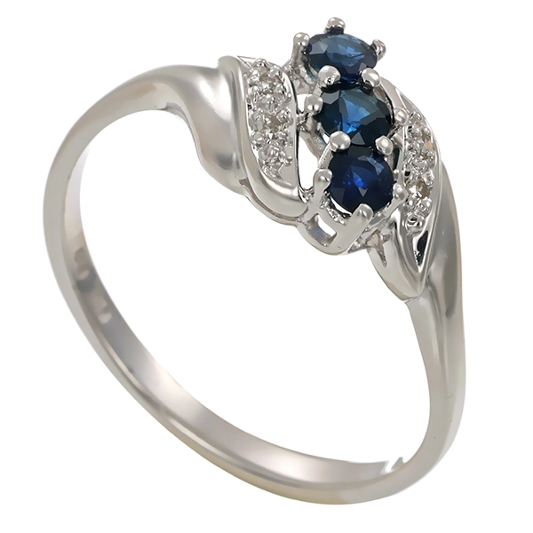 Ring, 8K, Weißgold, Diamanten, Saphire