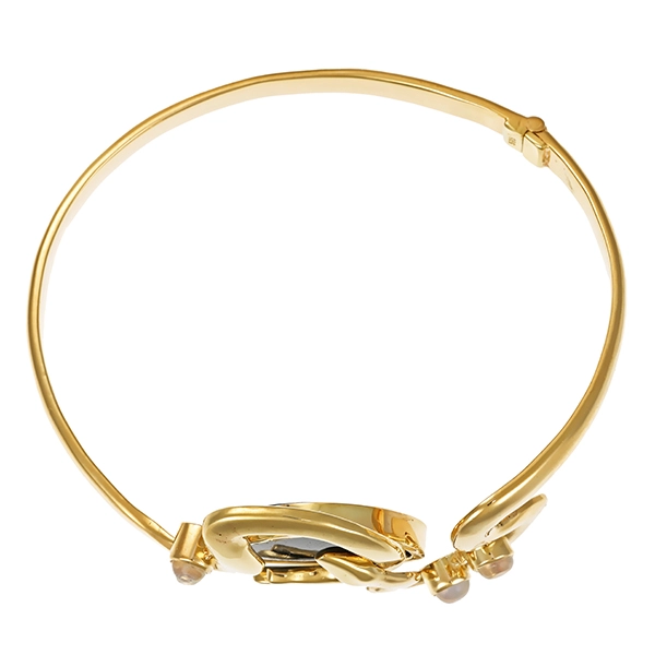 Armreif, 14K, Gelbgold, Labradorit, Mondstein