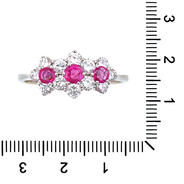 Ring, 14K, Weißgold, Brillant, Rubin