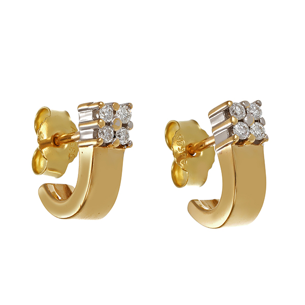 Steckcreolen, 14K, Gelb-/Weißgold, Brillanten
