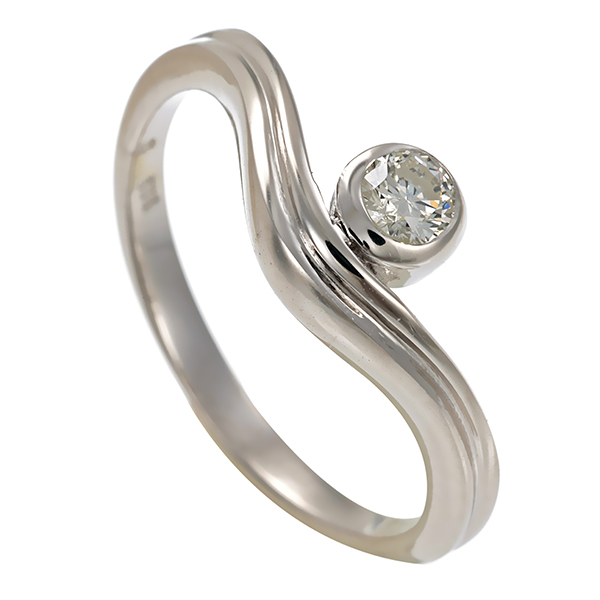 Brillantring, 14K, Weißgold, 0,12ct