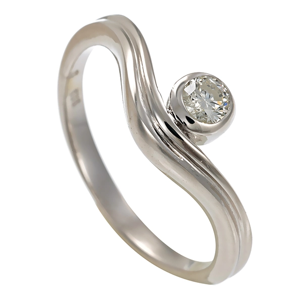 Brillantring, 14K, Weißgold, 0,12ct