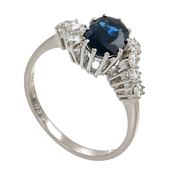 Ring, 14K, Weißgold, Saphir, Brillant