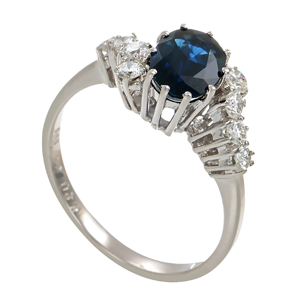 Ring, 14K, Weißgold, Saphir, Brillant