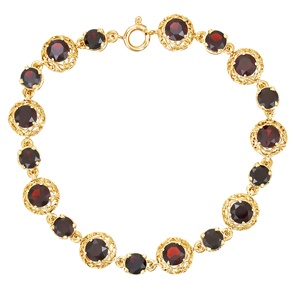 Armband, 18K, Gelbgold, Granat
