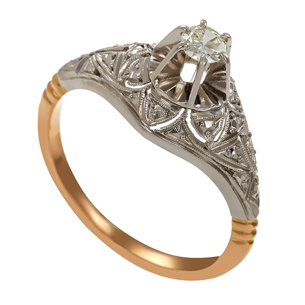Ring, 18K, Gelb- /Weißgold, Brillant