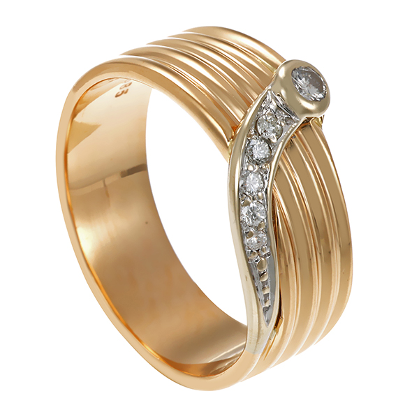 Goldring, 18K, Gelb-/Weißgold, Brillanten