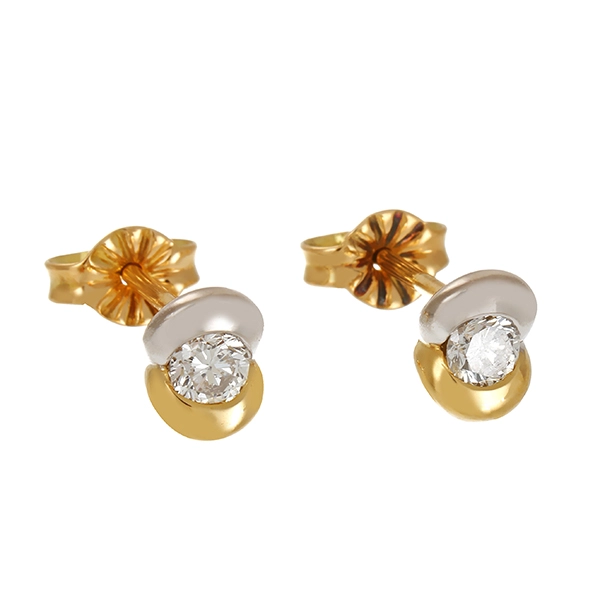 Ohrstecker, 18K, Gelb-/Weißgold, Brillanten