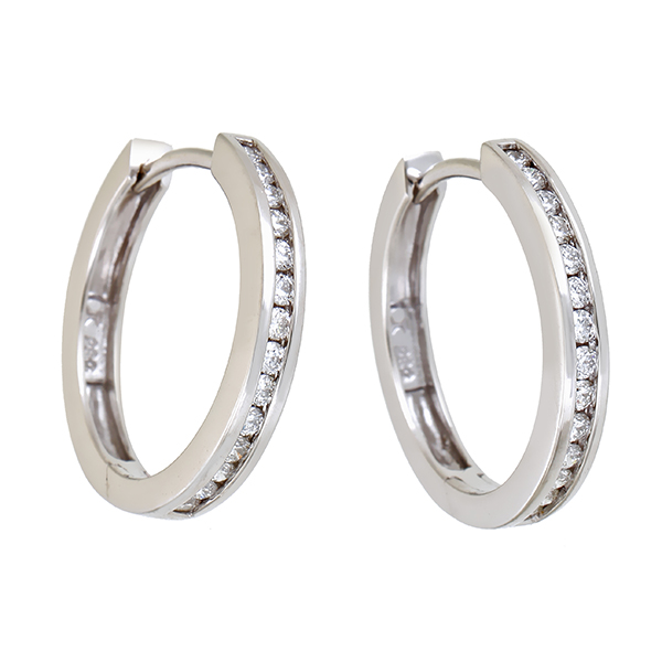 Creolen, 14K, Weißgold, Brillanten 0,38 ct