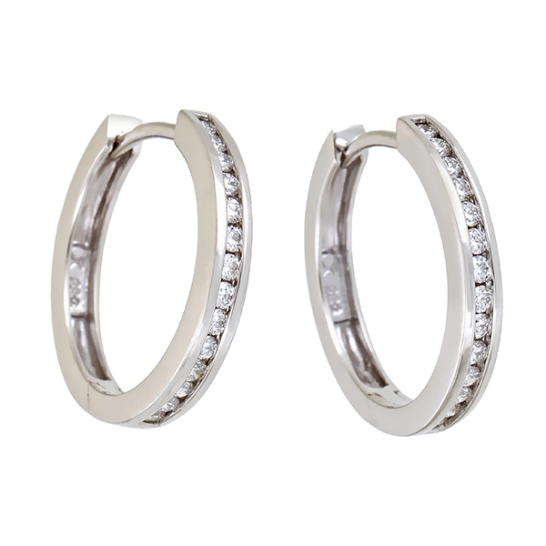 Creolen, 14K, Weißgold, Brillanten 0,38 ct