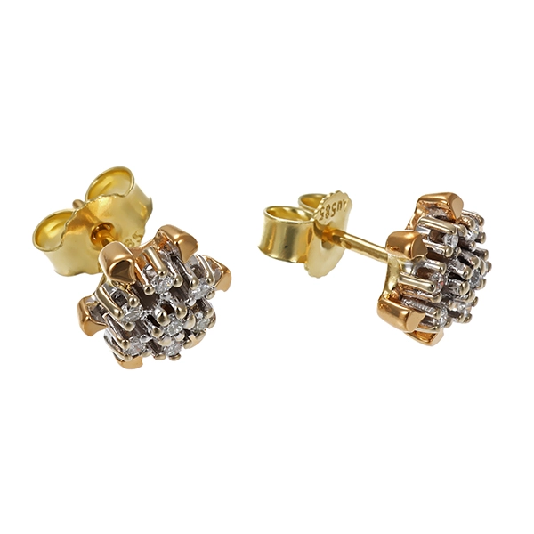 Ohrstecker, 14K, Gelb-/Weißgold, Brillanten