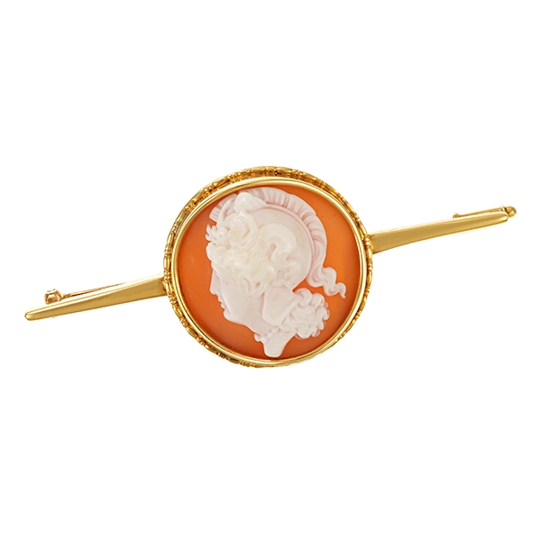 Brosche/Nadel, 14K, Gelbgold, Kamee