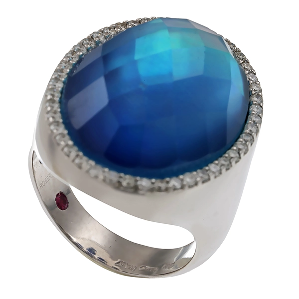 Ring, 18K, Weißgold, Topas, Brillanten