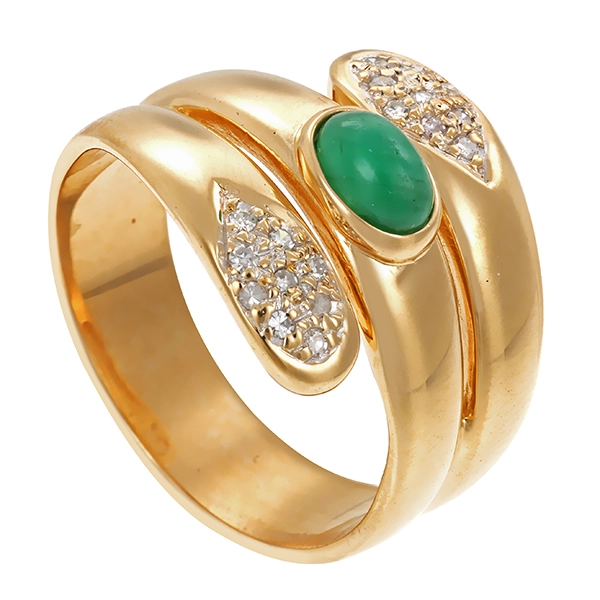 Ring, 14K, Gelbgold, Smaragd, Diamant