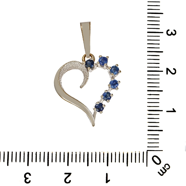 Anhänger, 14K, Gelbgold rhodiniert, Saphir, Herz