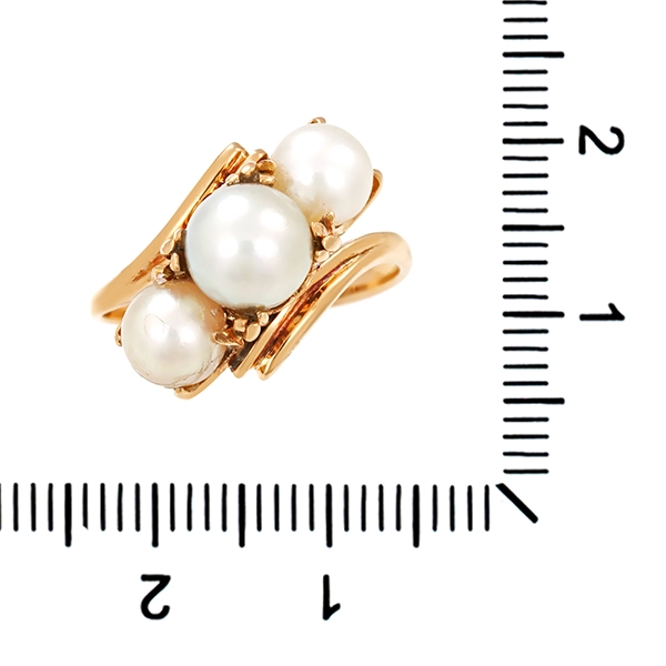 Ring, 14K, Gelbgold, Perlen