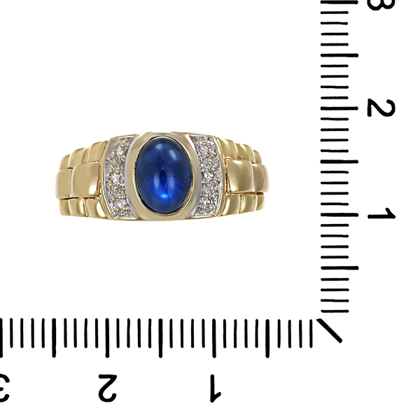 Ring, 14K, Gelbgold, Saphir, Diamanten