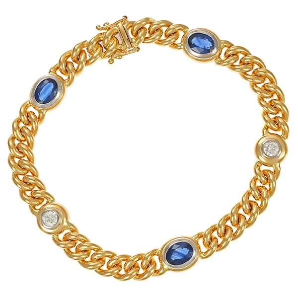 Armband, 18K, Gelb-/Weißgold, Brillant, Saphir