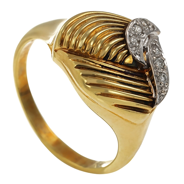 Ring, 14K, Gelb-/Weißgold, Brillanten