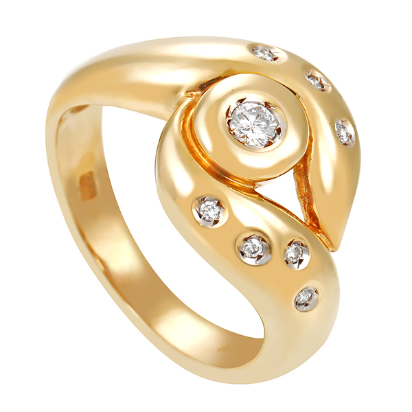 Diamantring, 14K, Gelbgold, Brillanten 0,17 ct