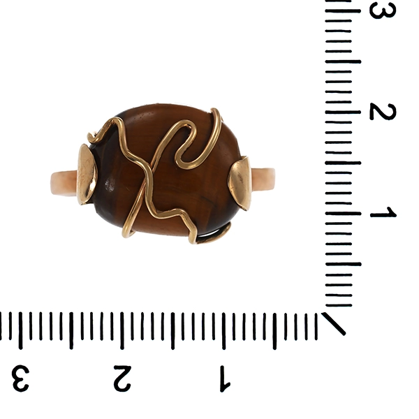Ring, 8K, Gelbgold, Tigerauge