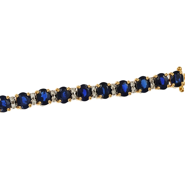 Armband, 14K, Gelb-/Weißgold, Brillanten, Saphire