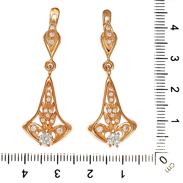 Ohrhänger, 14K, Gelbgold , Zirkonia
