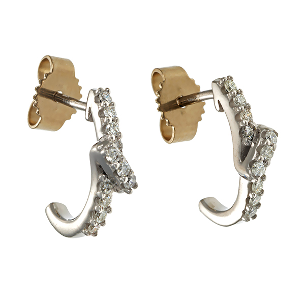 Steckcreolen, 14K, Weißgold, Brillanten