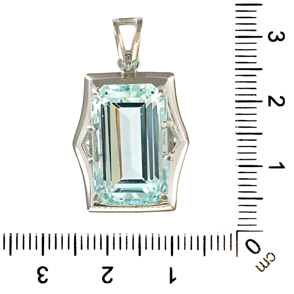 Anhänger, 14K, Weißgold, Aquamarin