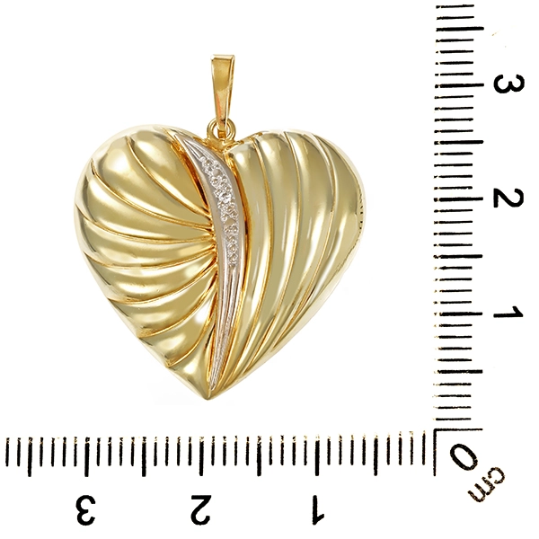 Anhänger, 14K, Gelb-/Weißgold, Diamant, Herz