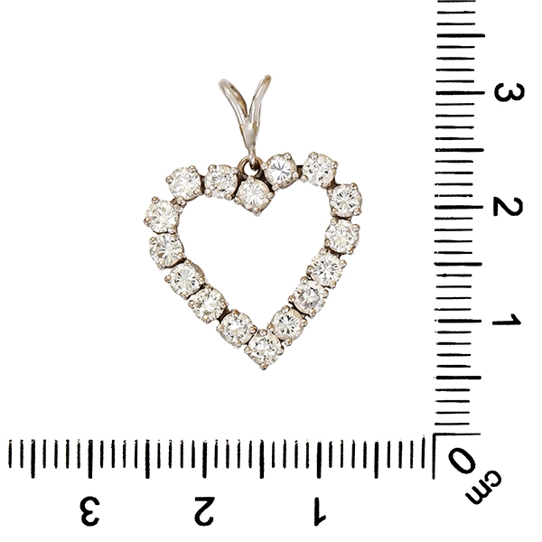 Anhänger, 18K, Weißgold, Brillanten 1,40 ct, Herz