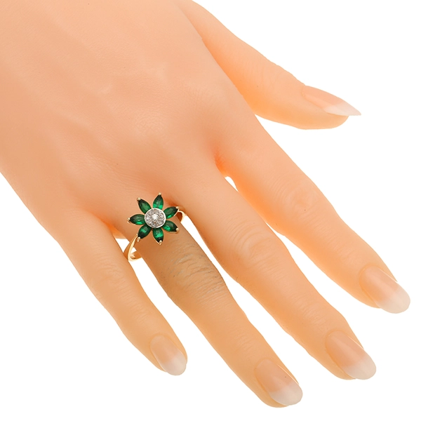 Ring, 14K, Gelbgold, Zirkonia, Schmucksteine