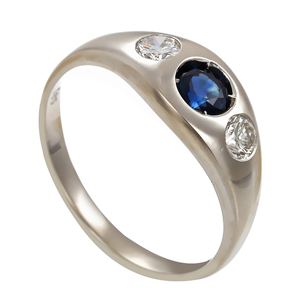Ring, 14K, Weißgold, Saphir, Brillanten 0,30 ct