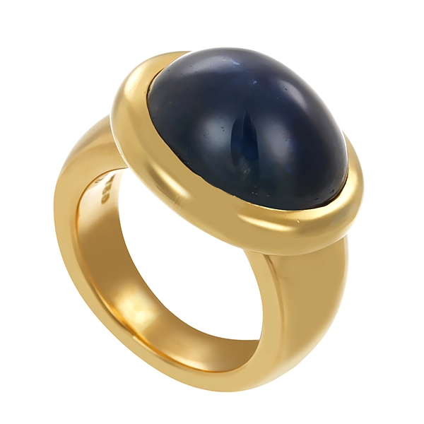 Ring, 18K, Gelbgold, Saphir Cabochon
