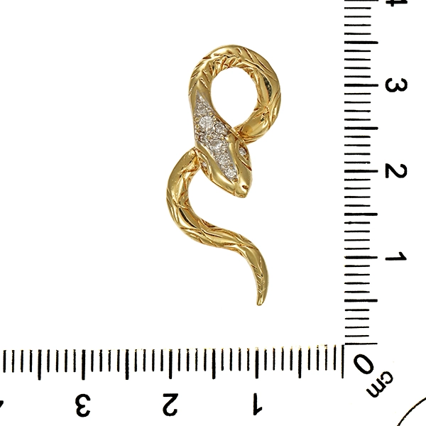 Anhänger, 14K, Gelb-/Weißgold, Brillanten