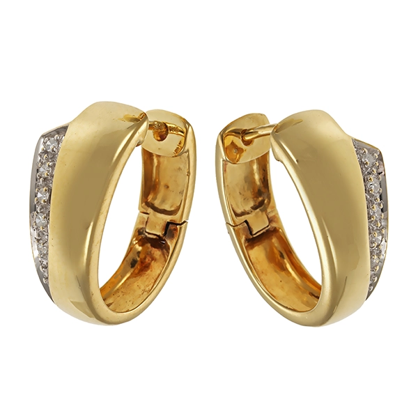 Creolen, 14K, Gelb-/Weißgold, Diamanten