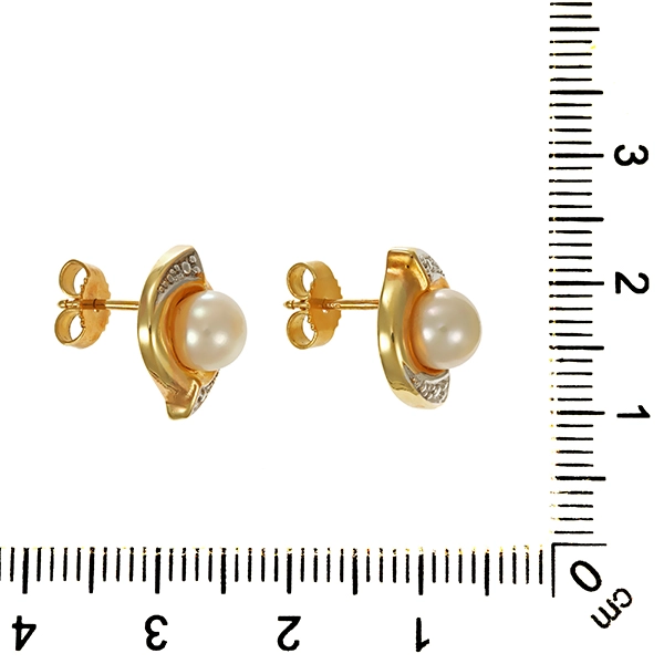 Ohrstecker, 14K, Gelb-/Weißgold, Perlen