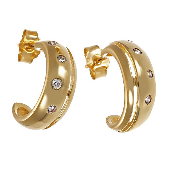 Steckcreolen, 8K, gelbgold, 8 zirkonia