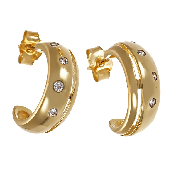 Steckcreolen, 8K, gelbgold, 8 zirkonia