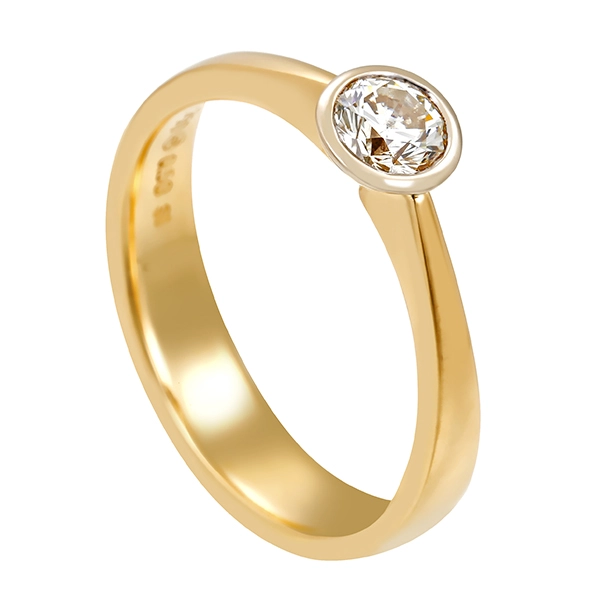 Diamantring, 18K, Gelb-/Weißgold, Brillant 0,50 ct