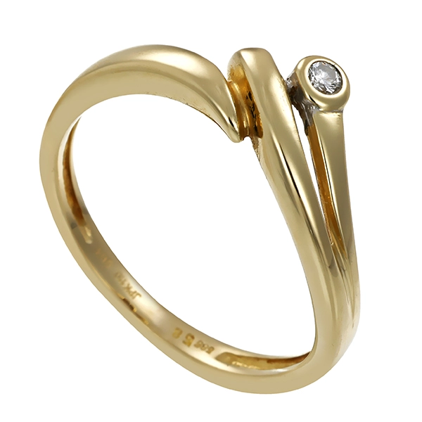 Brillantring, 14K, Gelbgold, 1 Brillant 0,03ct