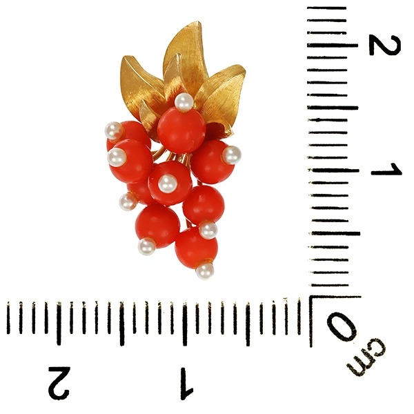 Anhänger, 18K, Gelbgold, Korallen