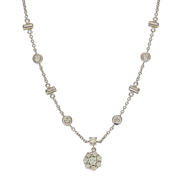 Collier, 14K, Weißgold, Brillanten