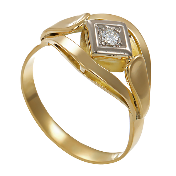 Diamantring, 14K, Gelb-/Weißgold, Brillant