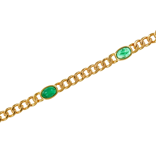 Armband, 14K, Gelbgold, Smaragde