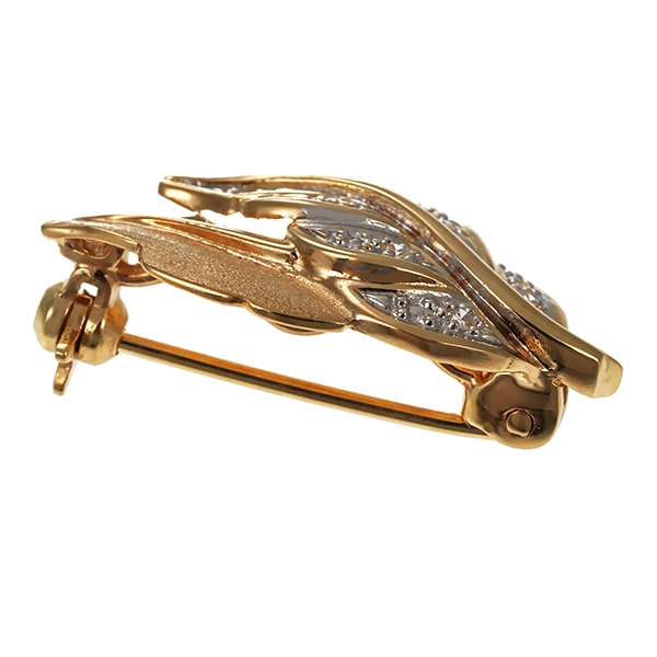 Brosche, 14K, Gelb-/Weißgold, Diamanten