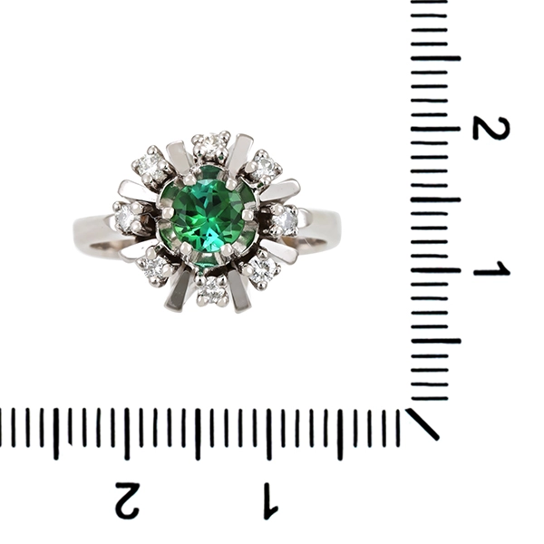 Ring, 14K, Weißgold, Turmalin, Brillanten