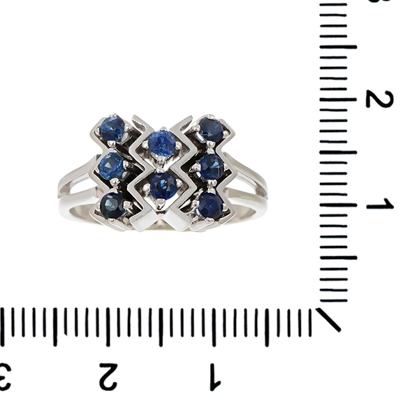 Ring, 14K, Weißgold, Saphire