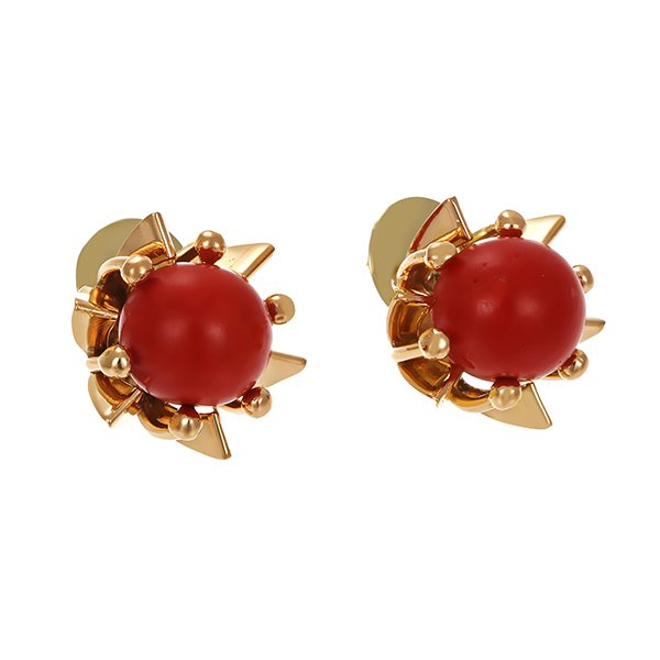 Ohrstecker, 14K, Gelbgold, Koralle