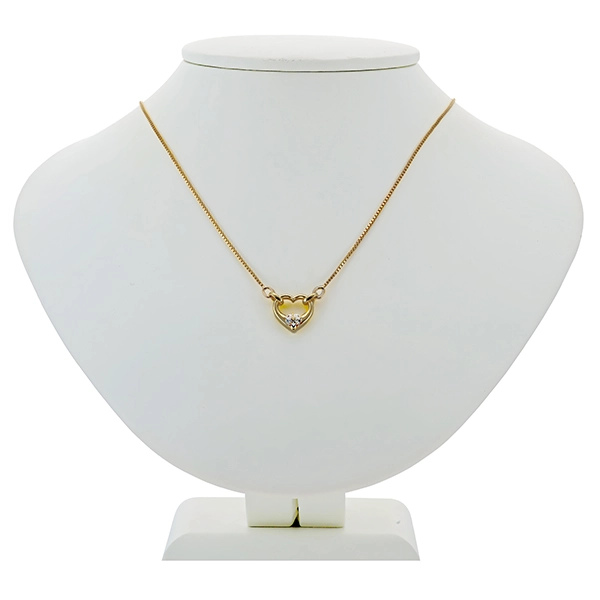 Collier, 8K, Gelbgold, Herz, Zirkonia